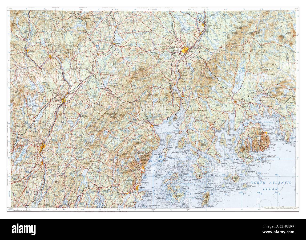 Bangor, Maine, map 1960, 1250000, United States of America by Timeless