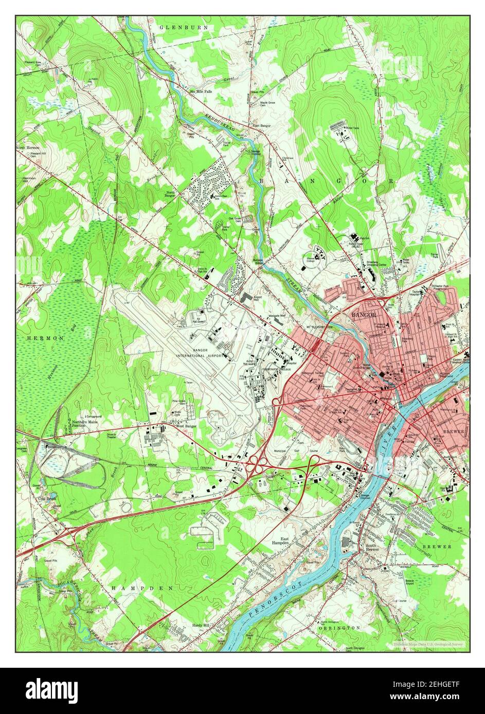 Bangor, Maine, map 1978, 124000, United States of America by Timeless