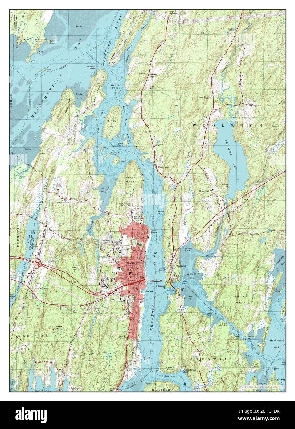Bath, Maine, map 2000, 124000, United States of America by Timeless