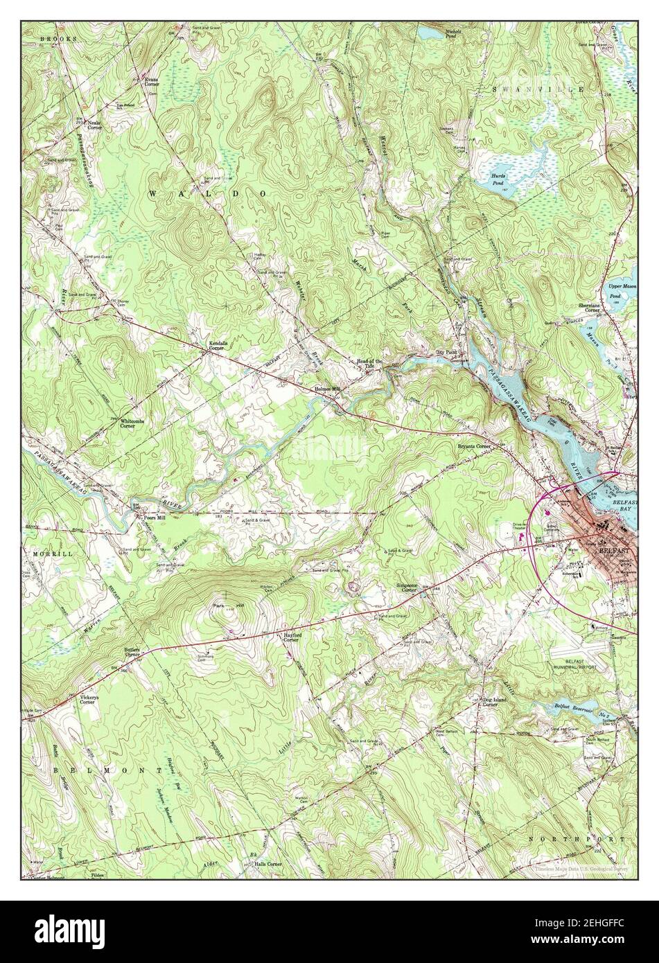 Belfast, Maine, map 1960, 124000, United States of America by Timeless