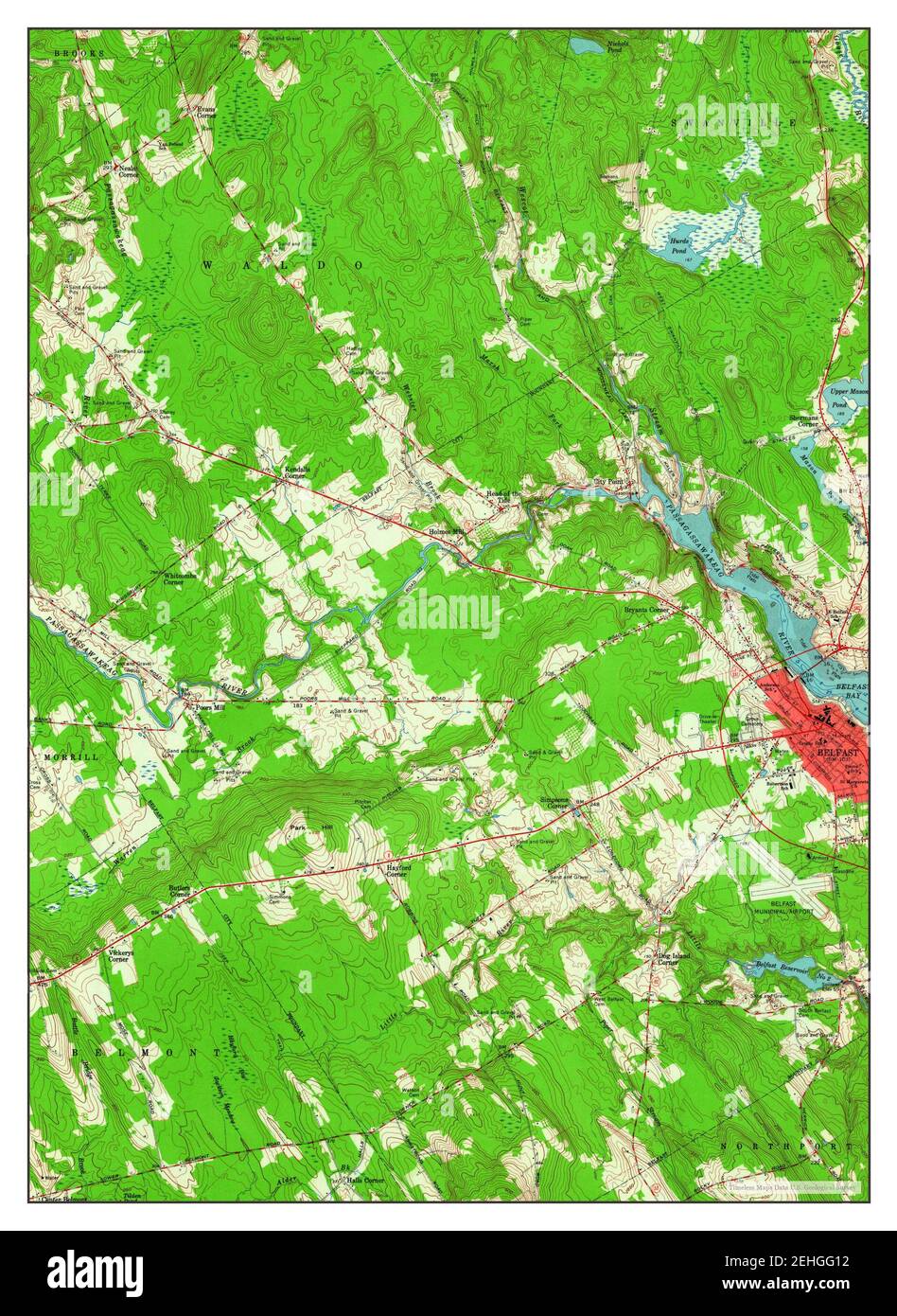 Belfast, Maine, map 1960, 124000, United States of America by Timeless
