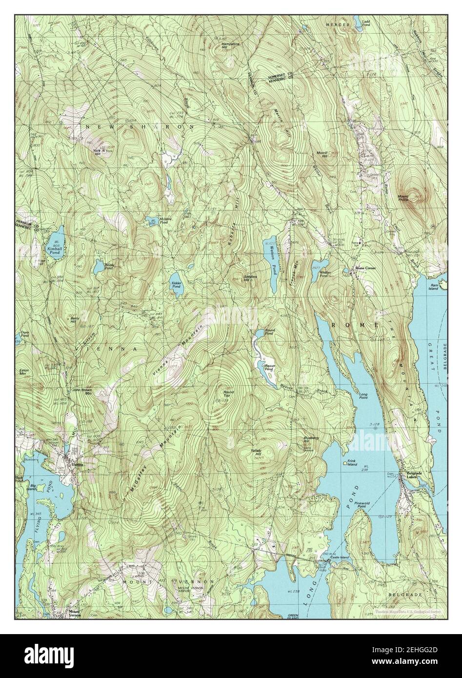 Belgrade Lakes, Maine, map 1982, 124000, United States of America by