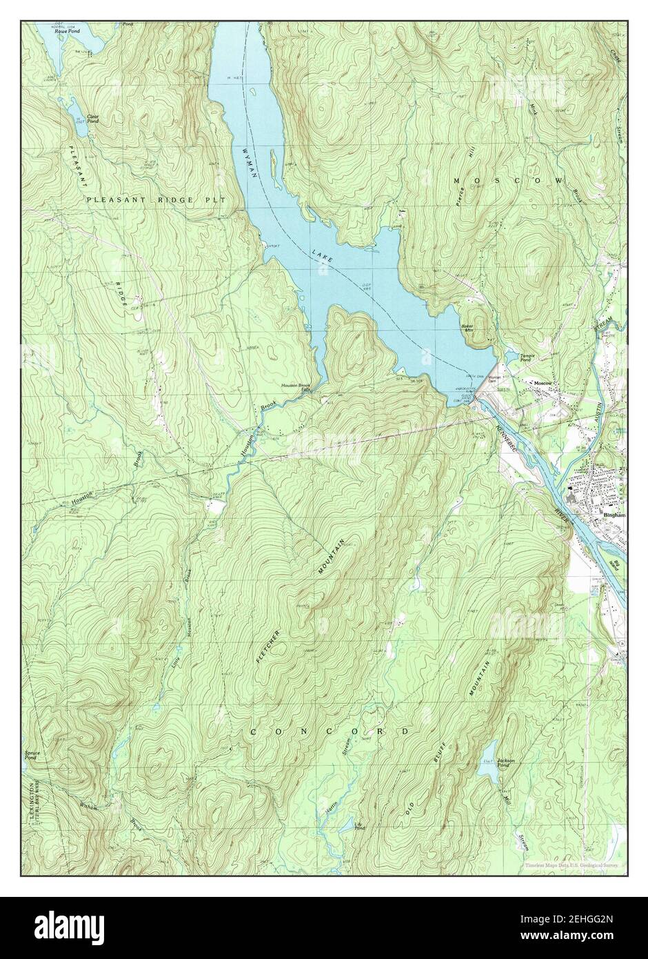 Bingham, Maine, map 1989, 124000, United States of America by Timeless