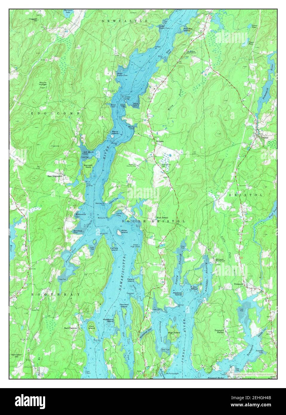 Bristol, Maine, map 1969, 124000, United States of America by Timeless