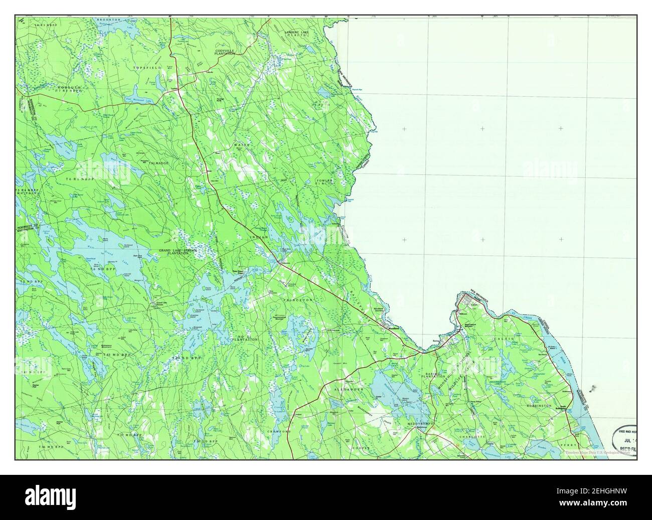 Calais, Maine, map 1986, 1100000, United States of America by Timeless