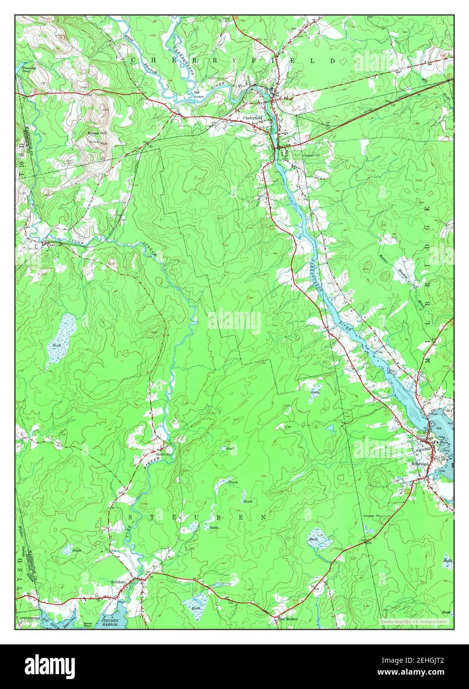 Cherryfield, Maine, map 1950, 124000, United States of America by