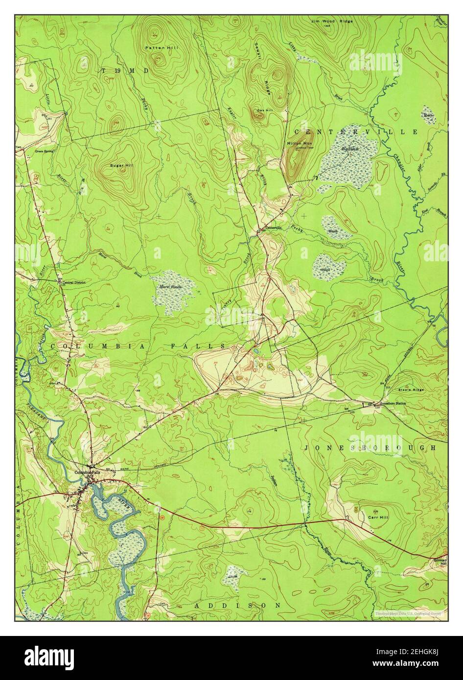Columbia Falls, Maine, map 1951, 124000, United States of America by