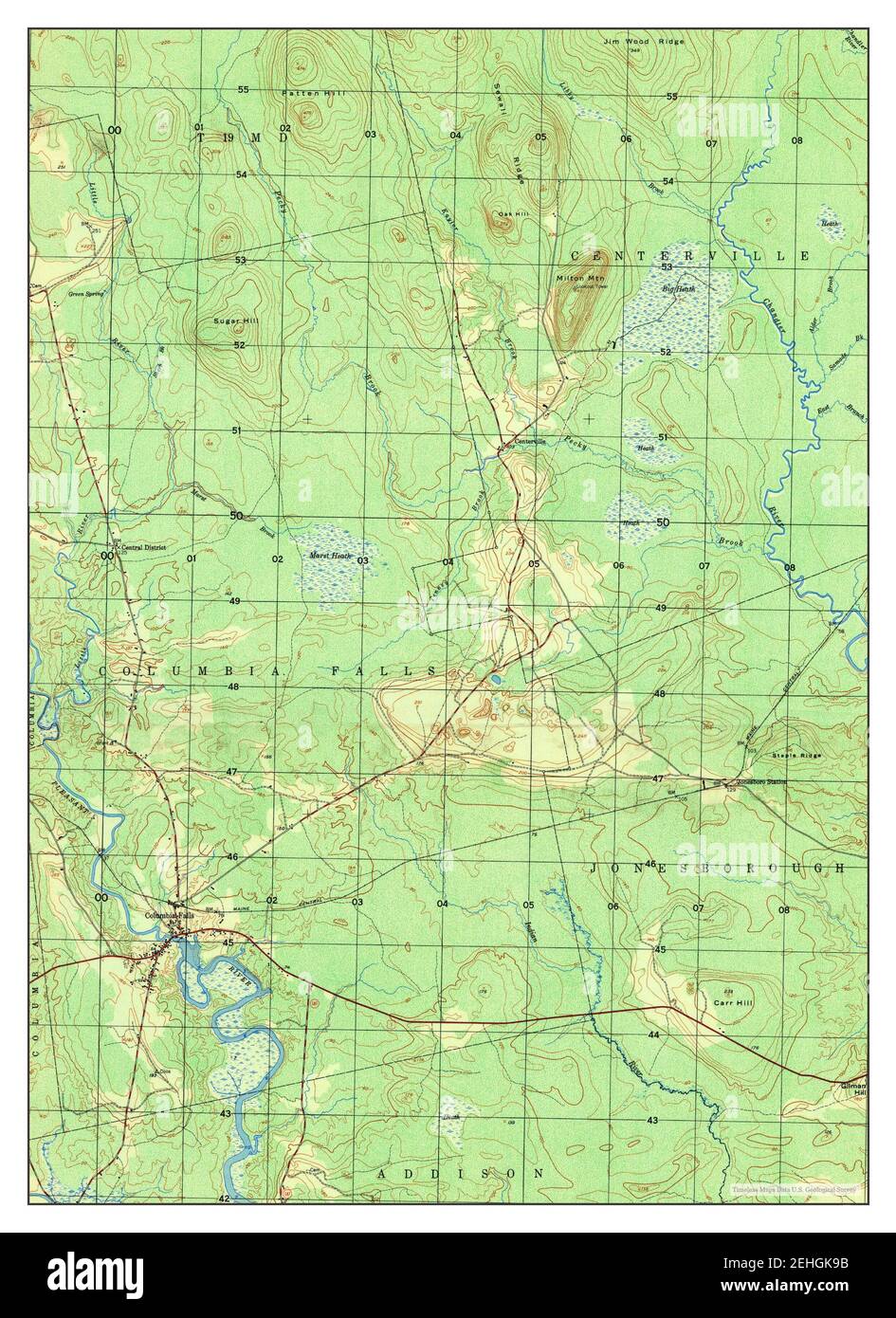 Columbia Falls, Maine, map 1953, 125000, United States of America by