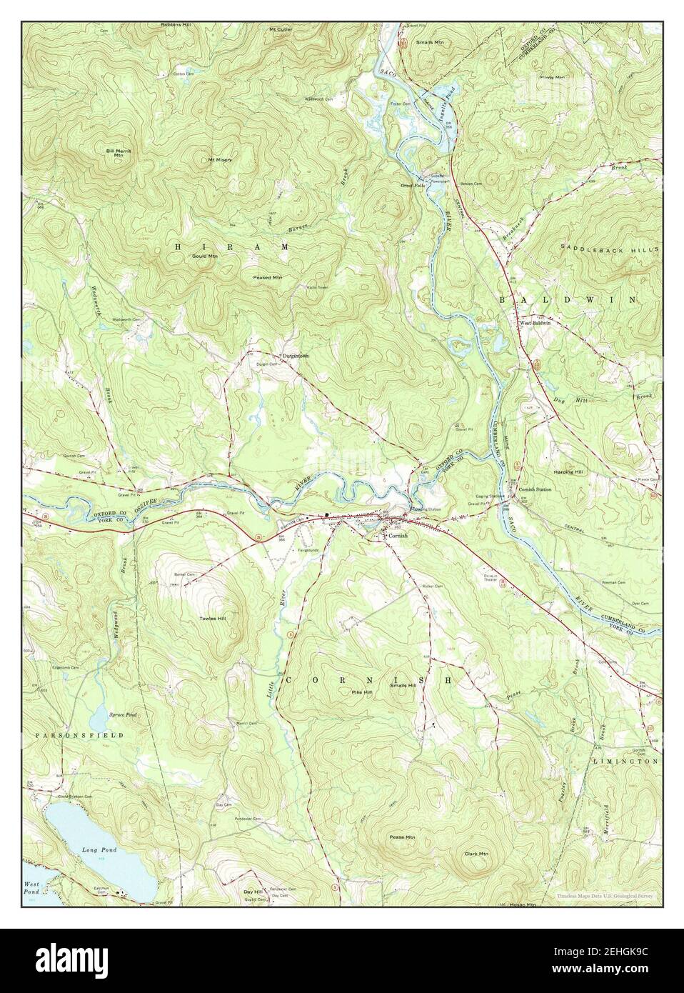 Cornish, Maine, map 1964, 124000, United States of America by Timeless