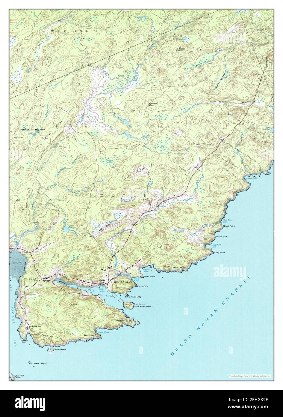 Cutler, Maine, map 1993, 124000, United States of America by Timeless