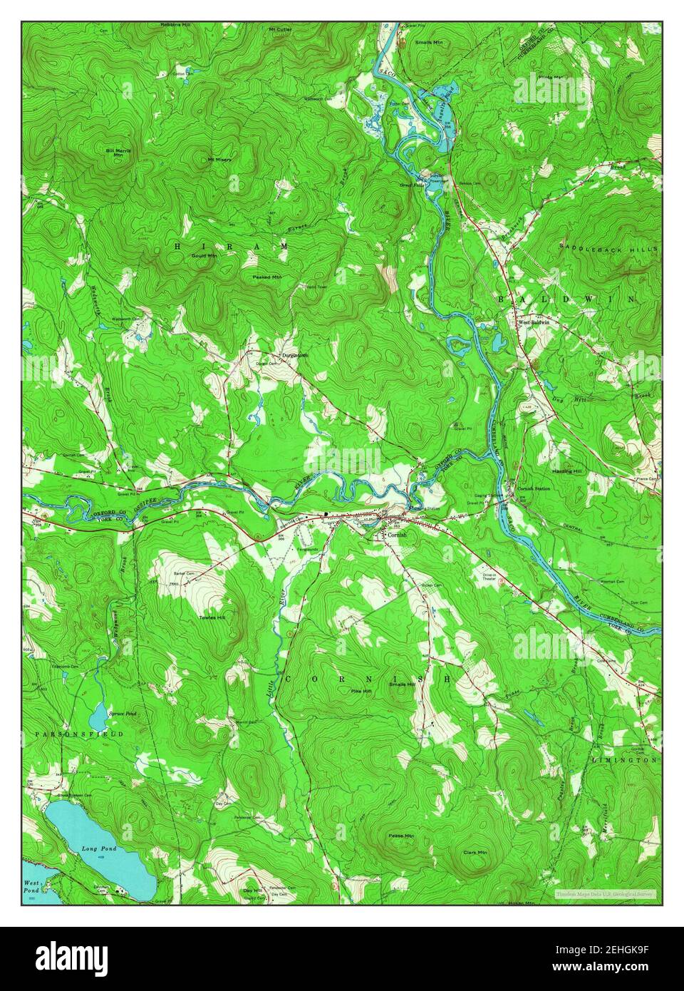 Cornish, Maine, map 1964, 124000, United States of America by Timeless