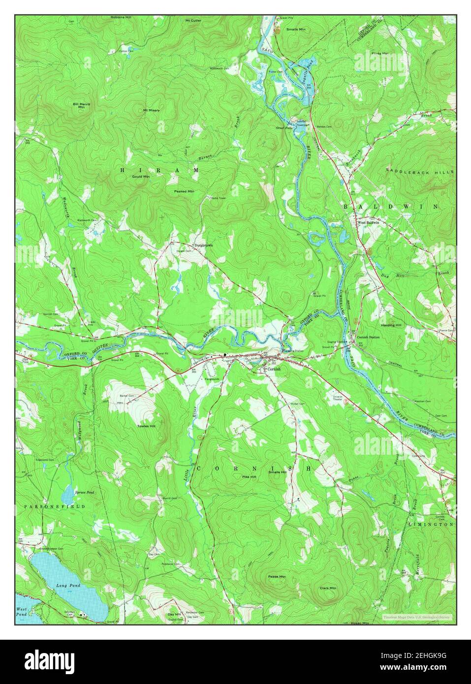 Cornish, Maine, map 1964, 124000, United States of America by Timeless