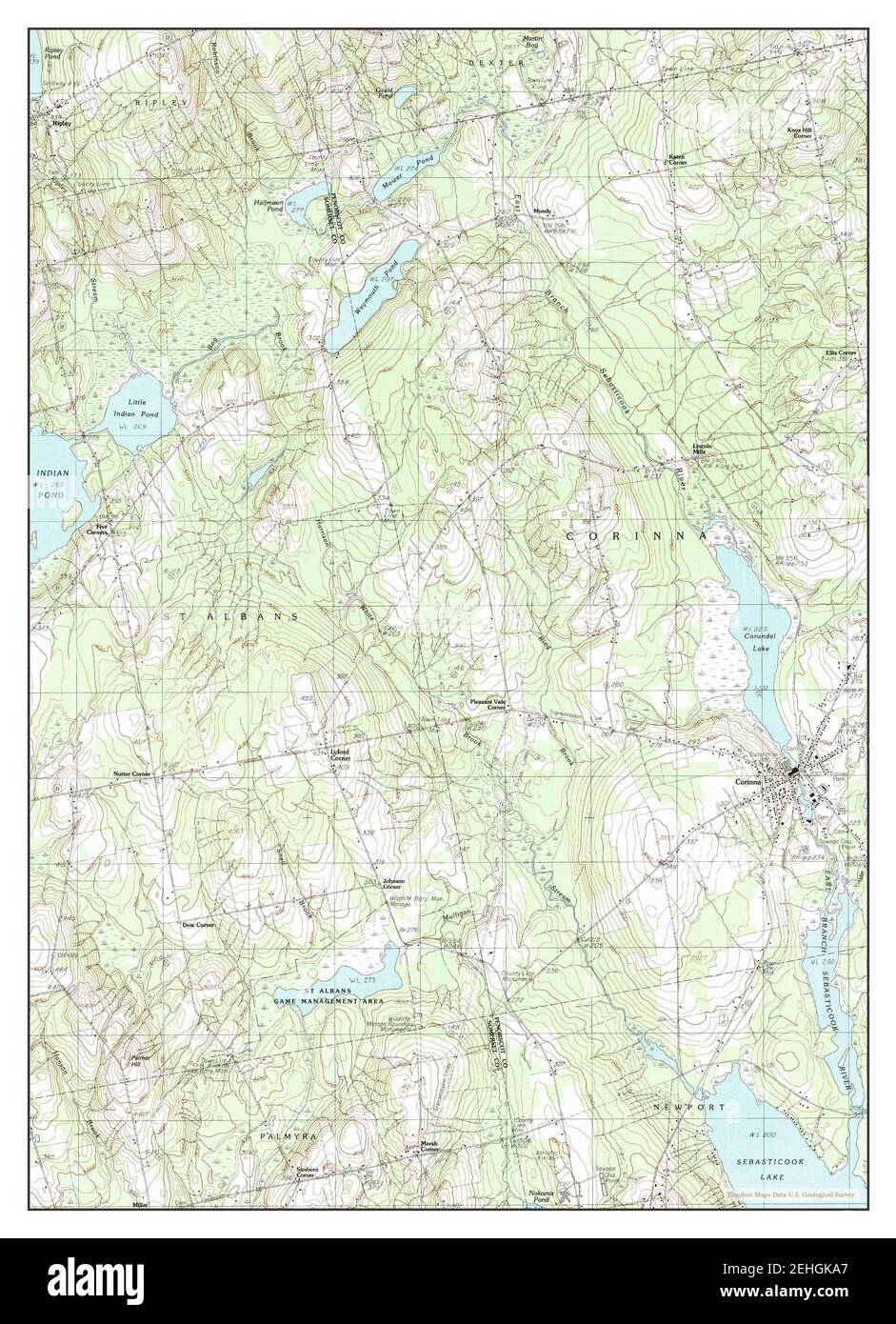 Corinna, Maine, map 1982, 124000, United States of America by Timeless