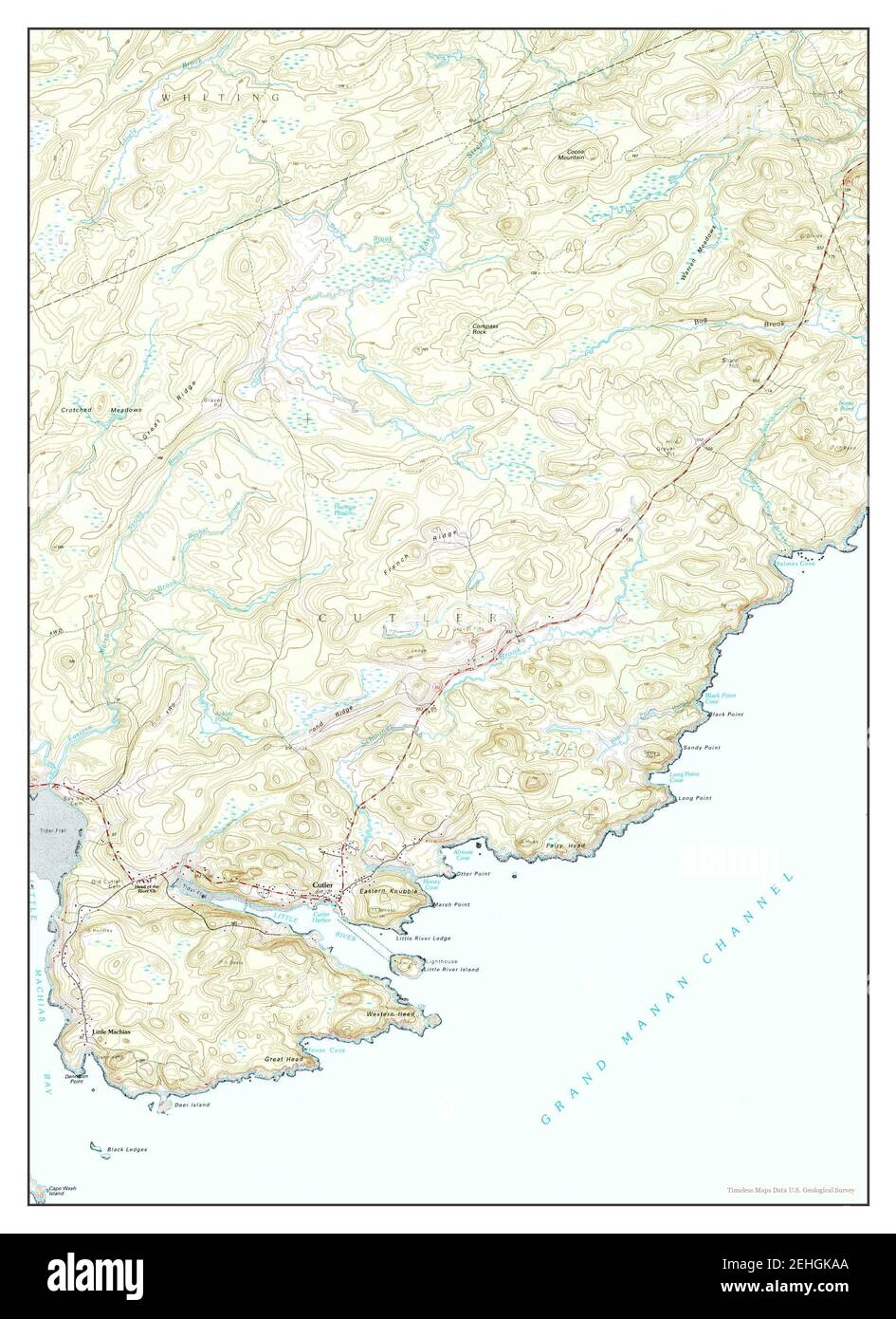 Cutler, Maine, map 1993, 124000, United States of America by Timeless