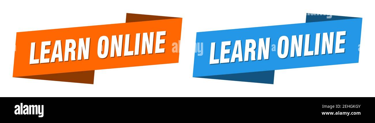 learn online ribbon label sign set. learn online banner Stock Vector ...
