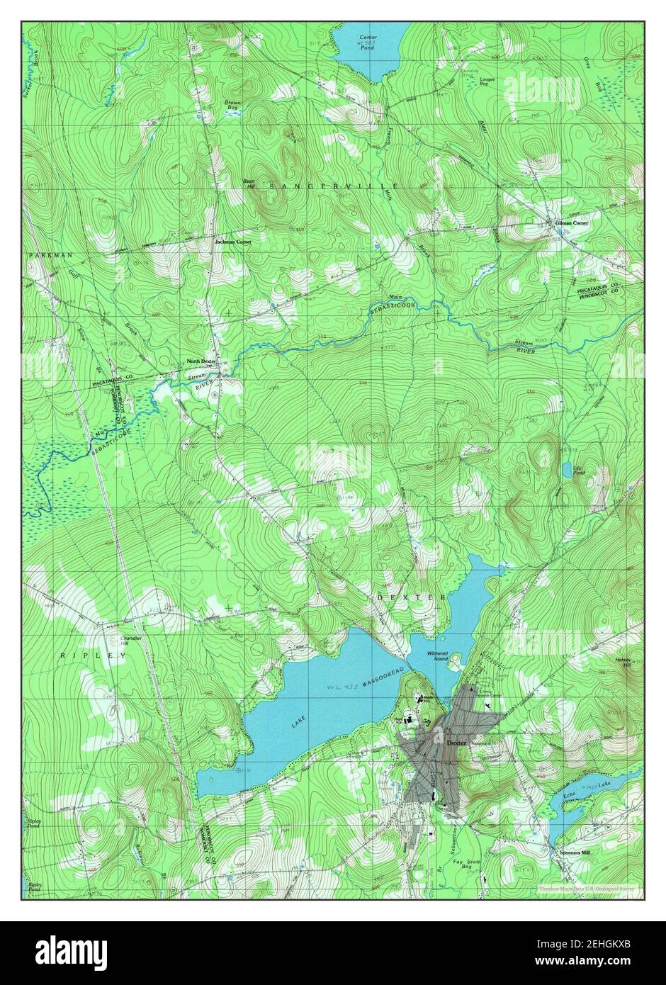 Dexter, Maine, map 1984, 124000, United States of America by Timeless