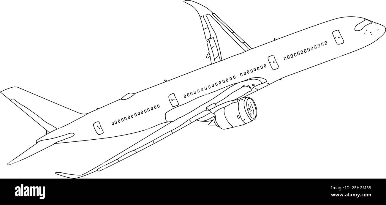 Silhouette passenger aircraft on a white background Stock Vector Image ...