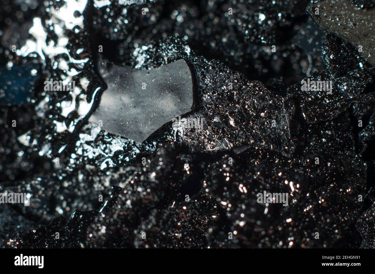 Tar and black tar deposits in the chimney closeup, macro photography