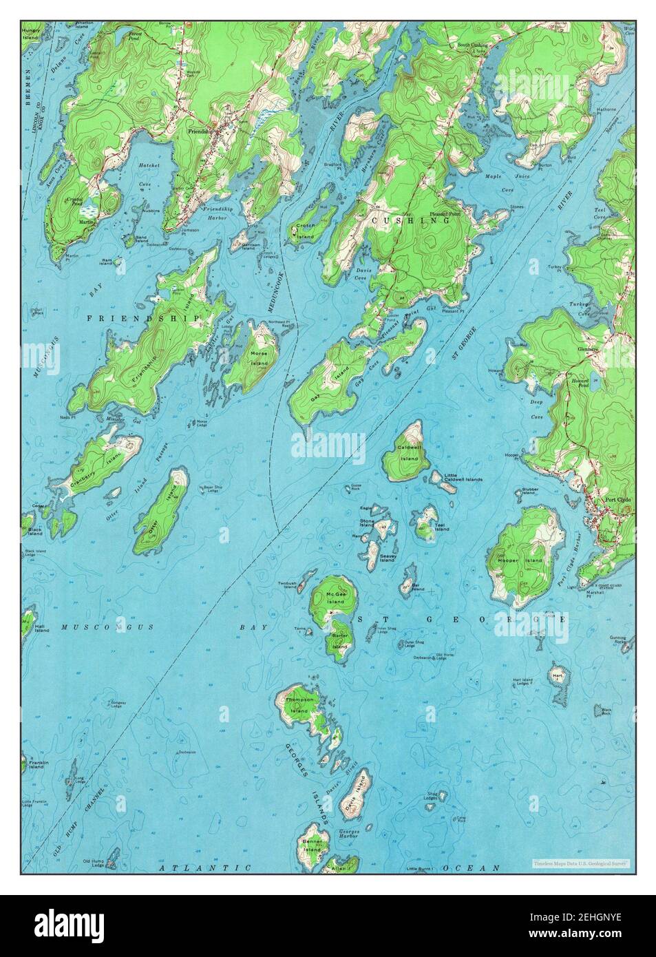 Friendship, Maine, map 1955, 124000, United States of America by