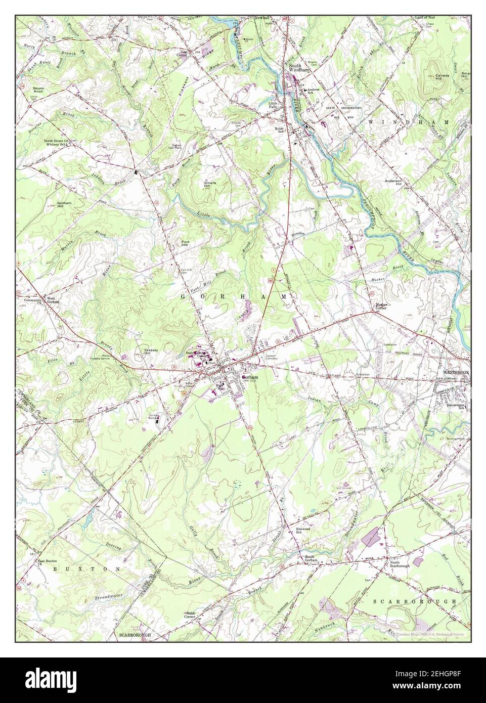 Gorham, Maine, map 1957, 124000, United States of America by Timeless Maps, data U.S