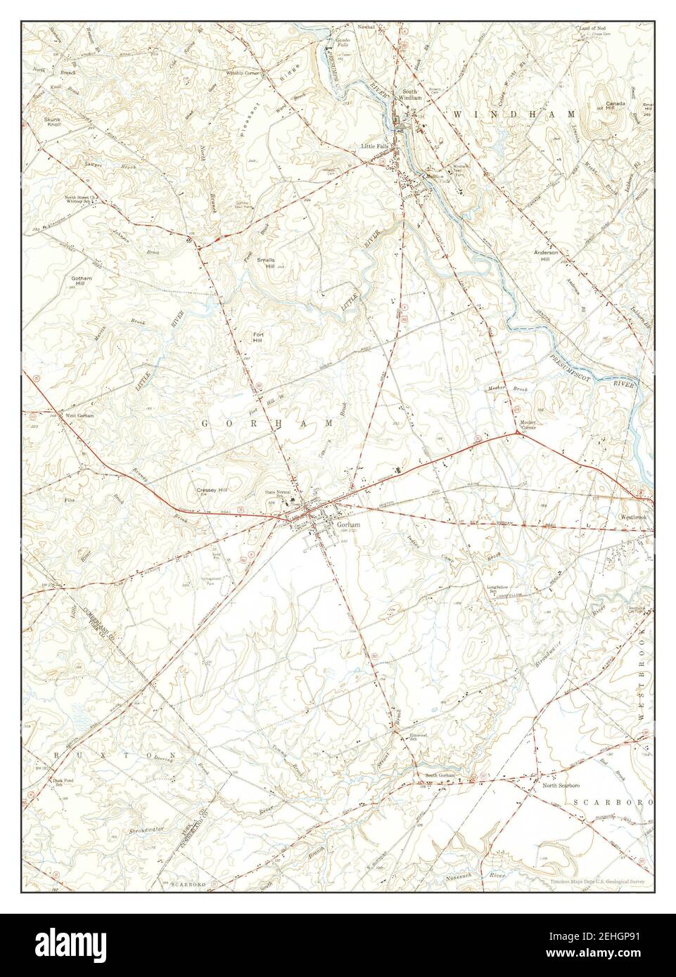 Gorham, Maine, map 1950, 124000, United States of America by Timeless Maps, data U.S