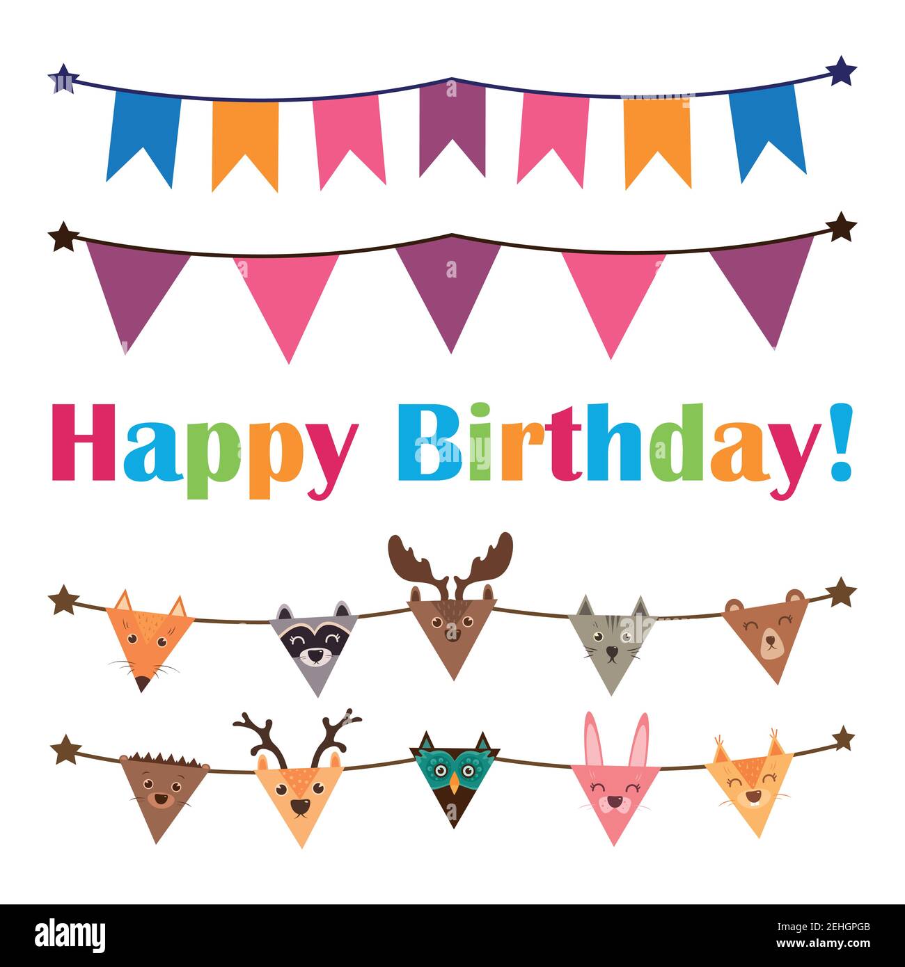 Colorful bunting and garland set isolated on white Stock Vector Image ...