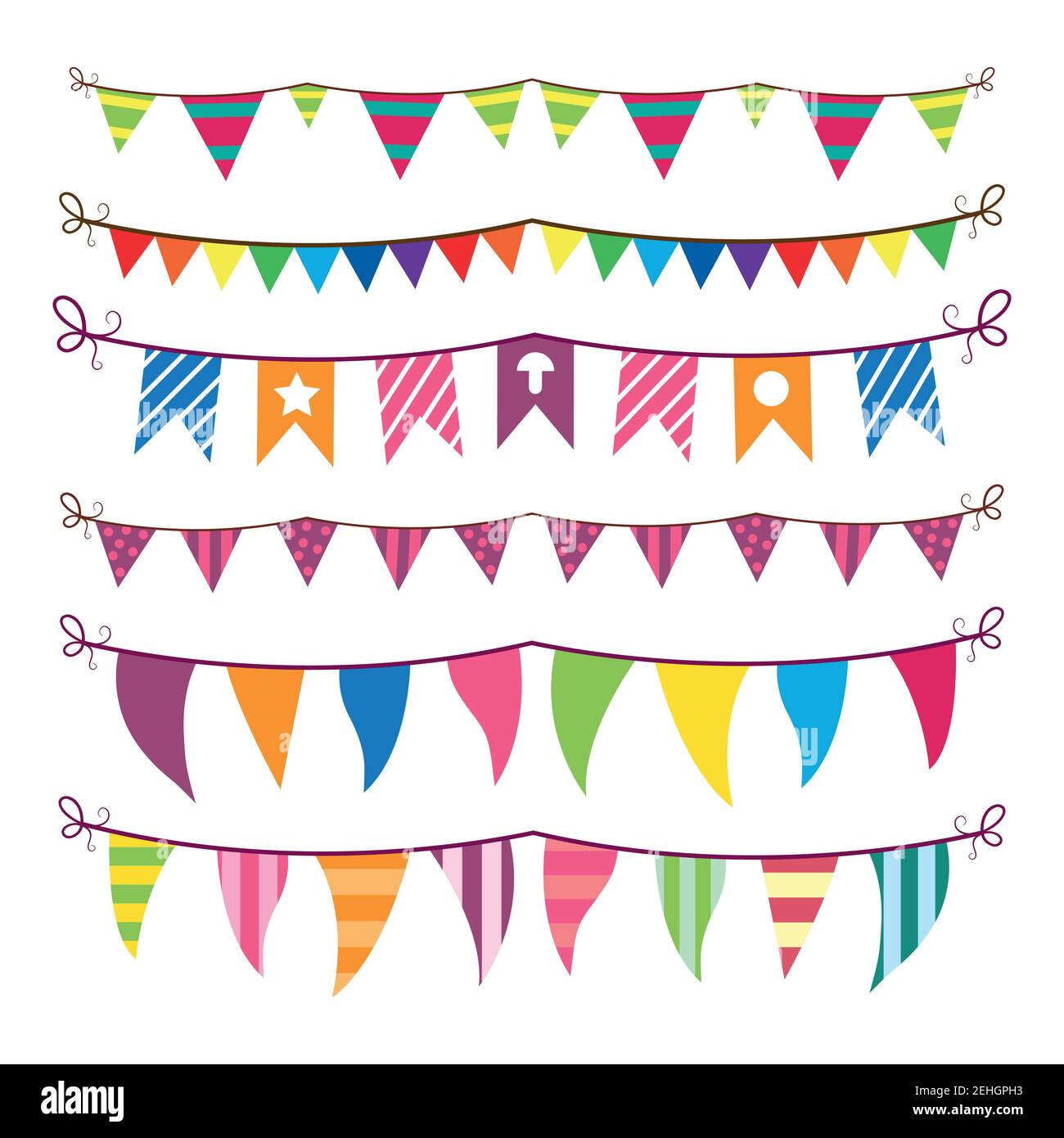 Colorful bunting and garland set isolated on white Stock Vector Image ...