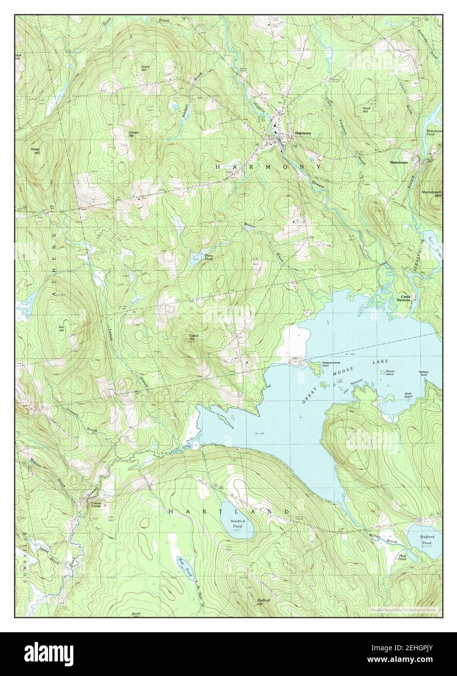 Harmony, Maine, map 1989, 124000, United States of America by Timeless