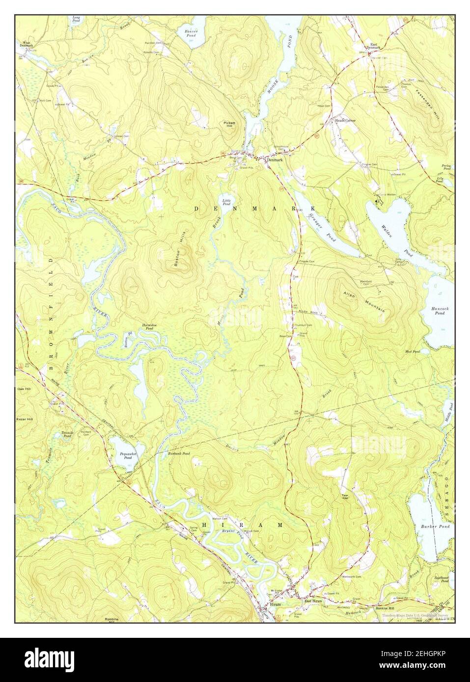 Hiram, Maine, map 1964, 124000, United States of America by Timeless