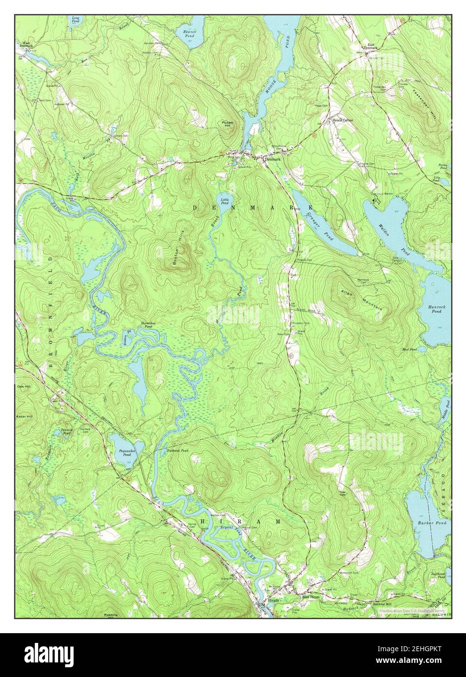 Hiram, Maine, map 1964, 124000, United States of America by Timeless