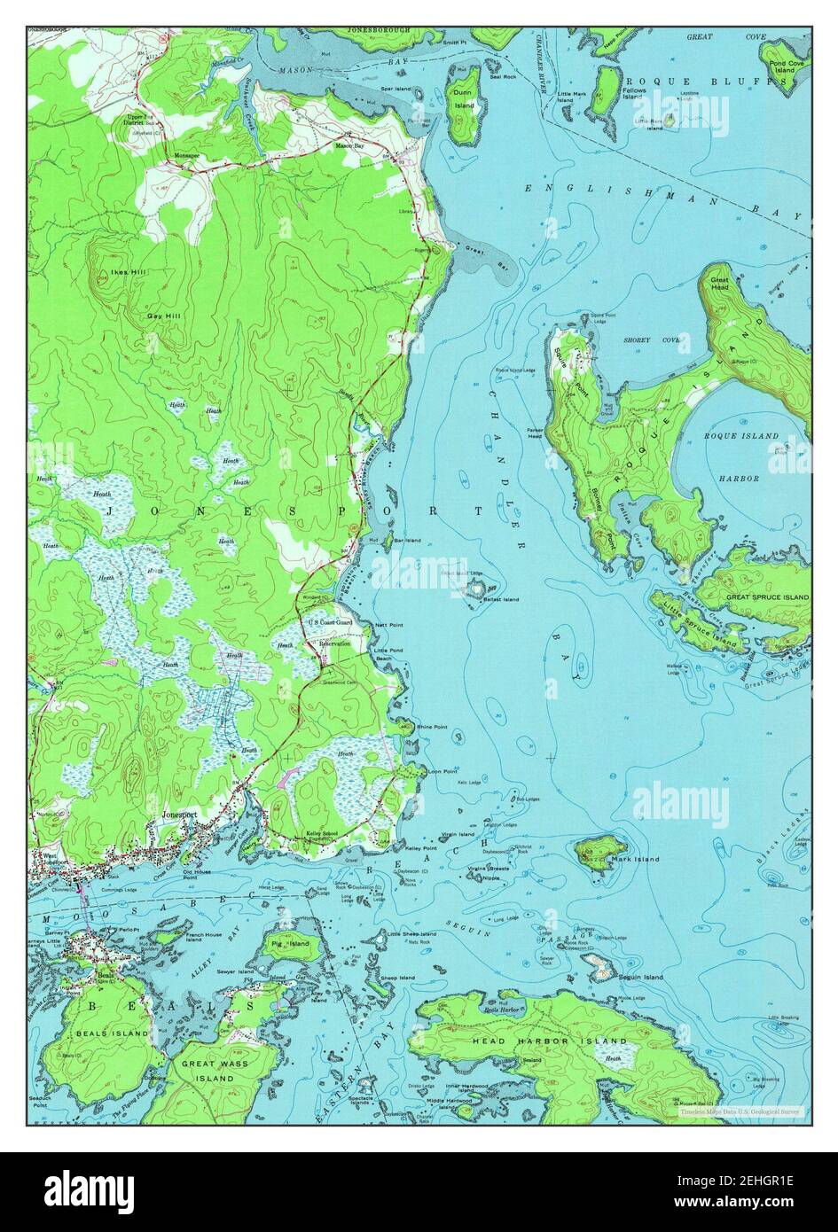 Jonesport, Maine, map 1948, 1:24000, United States of America by Timeless Maps, data U.S. Geological Survey Stock Photo