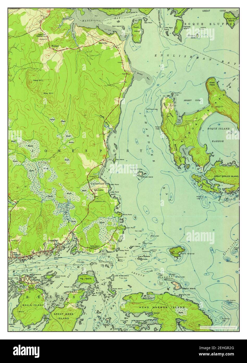 Jonesport, Maine, map 1951, 1:24000, United States of America by Timeless Maps, data U.S. Geological Survey Stock Photo