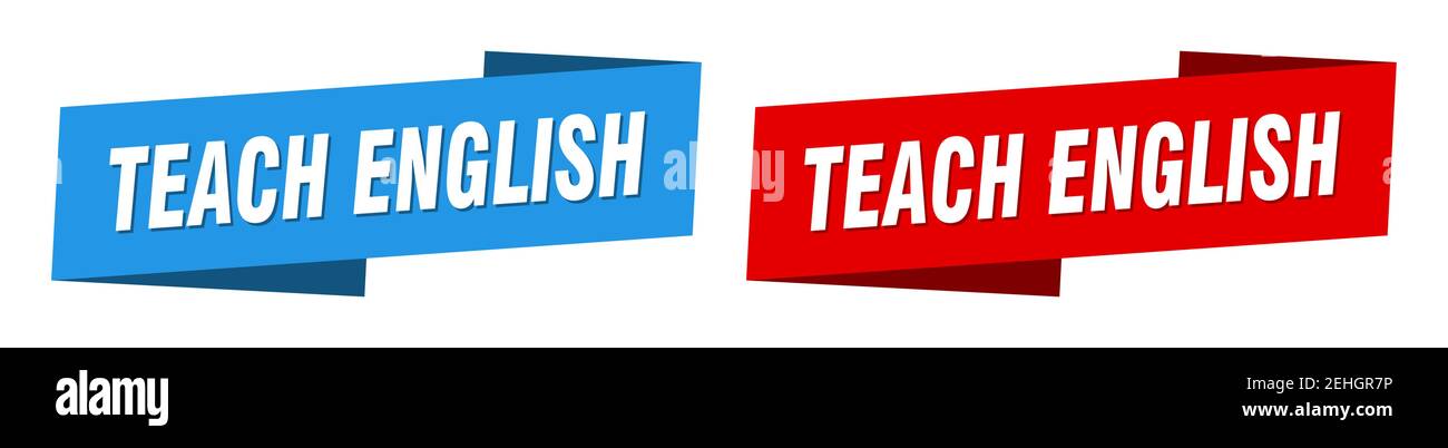 teach english ribbon label sign set. teach english banner Stock Vector ...