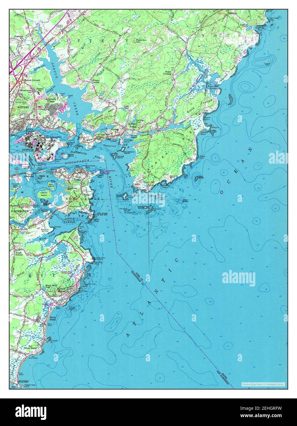 Kittery, Maine, map 1956, 124000, United States of America by Timeless