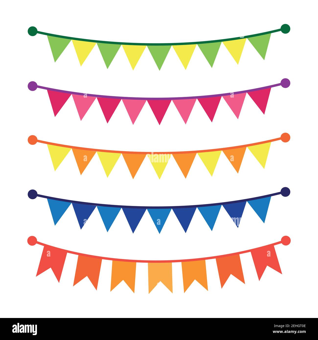 Colorful bunting and garland set isolated on white Stock Vector Image ...