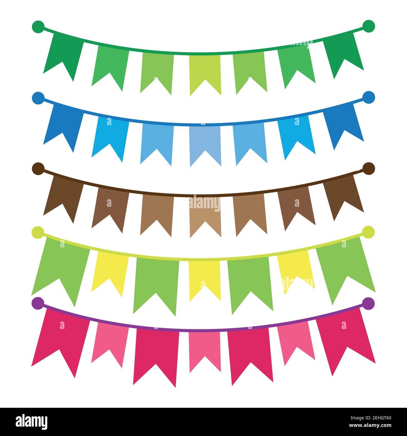 Colorful bunting and garland set isolated on white Stock Vector Image ...