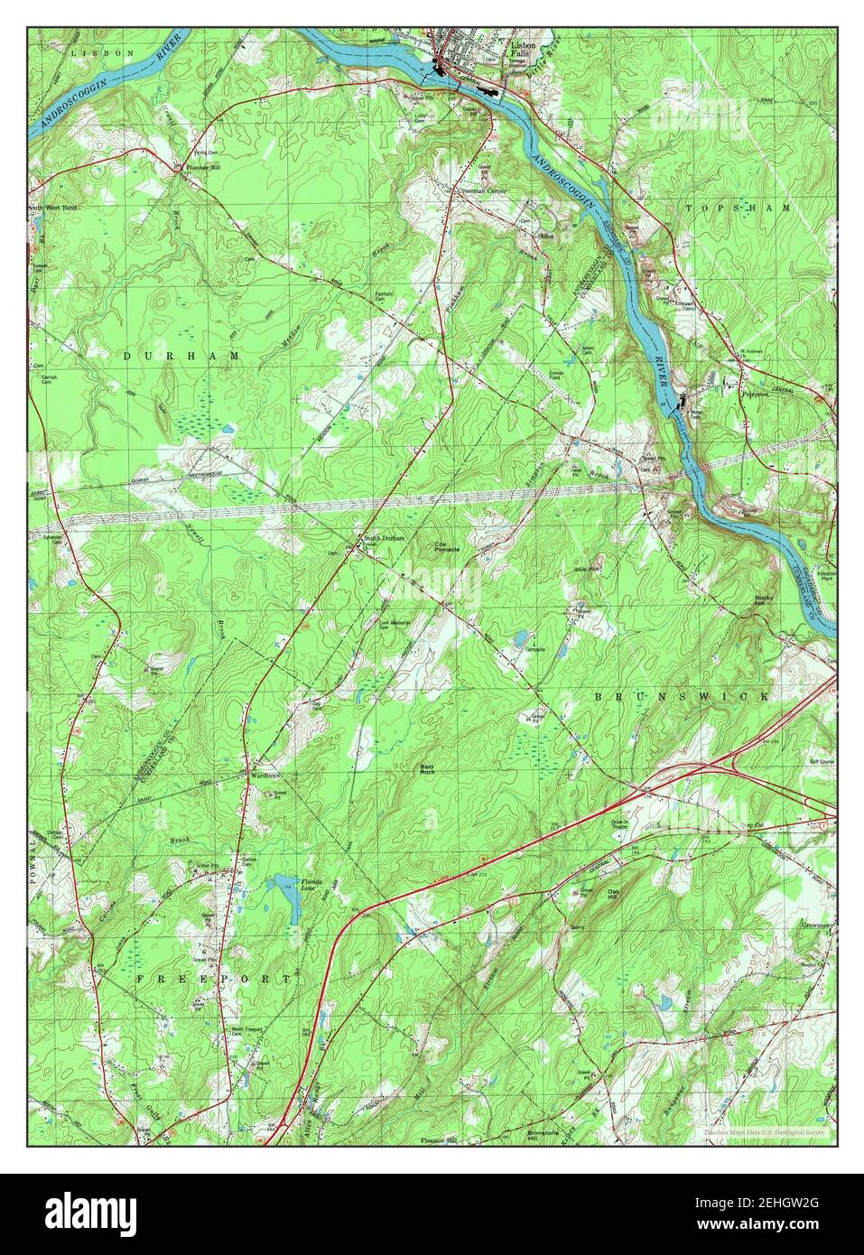 Lisbon Falls South, Maine, map 1979, 124000, United States of America