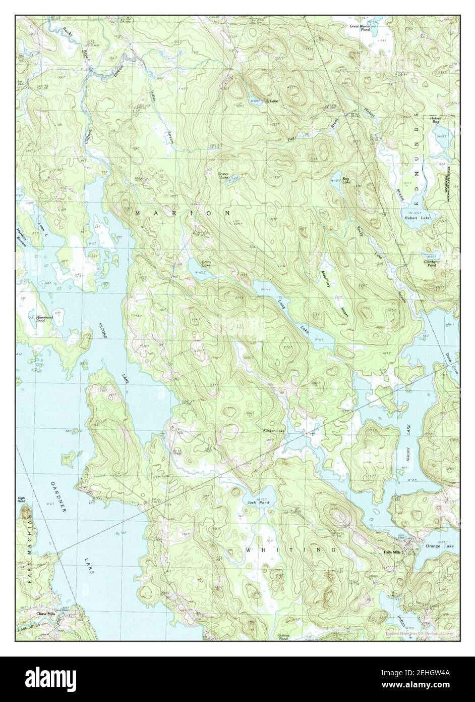 Long Lake, Maine, map 1987, 1:24000, United States of America by Timeless Maps, data U.S. Geological Survey Stock Photo