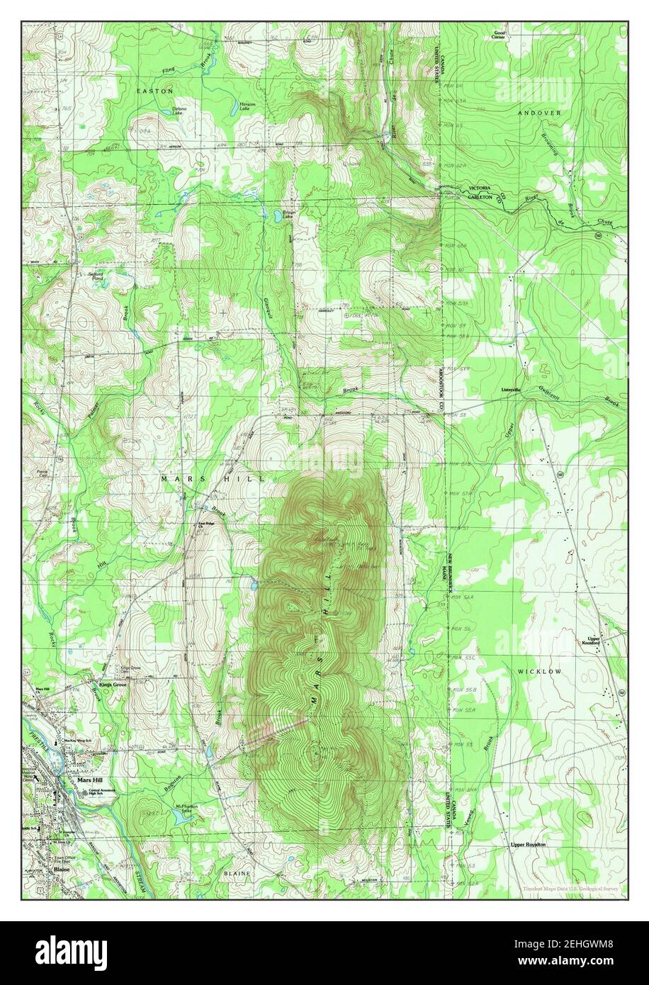 Mars Hill, Maine, map 1984, 124000, United States of America by