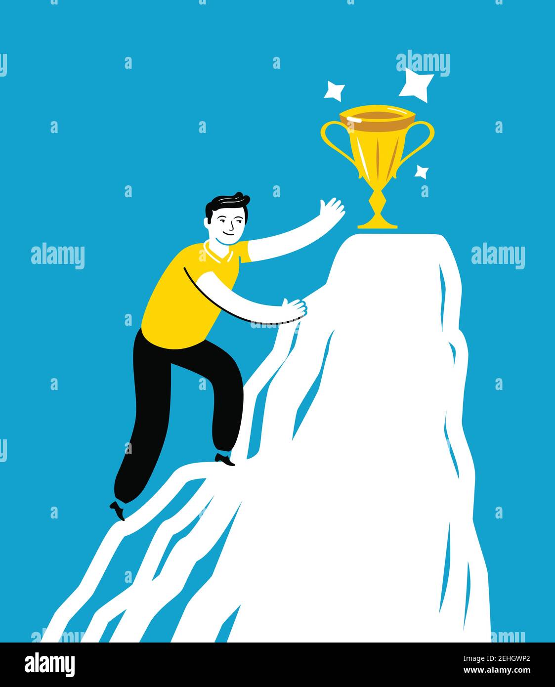Businessman climbs mountain. Striving for success, business concept vector illustration Stock Vector