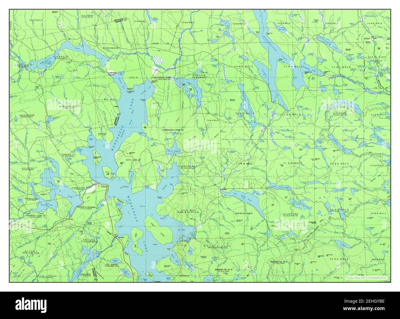 Moosehead Lake, Maine, map 1985, 1100000, United States of America by