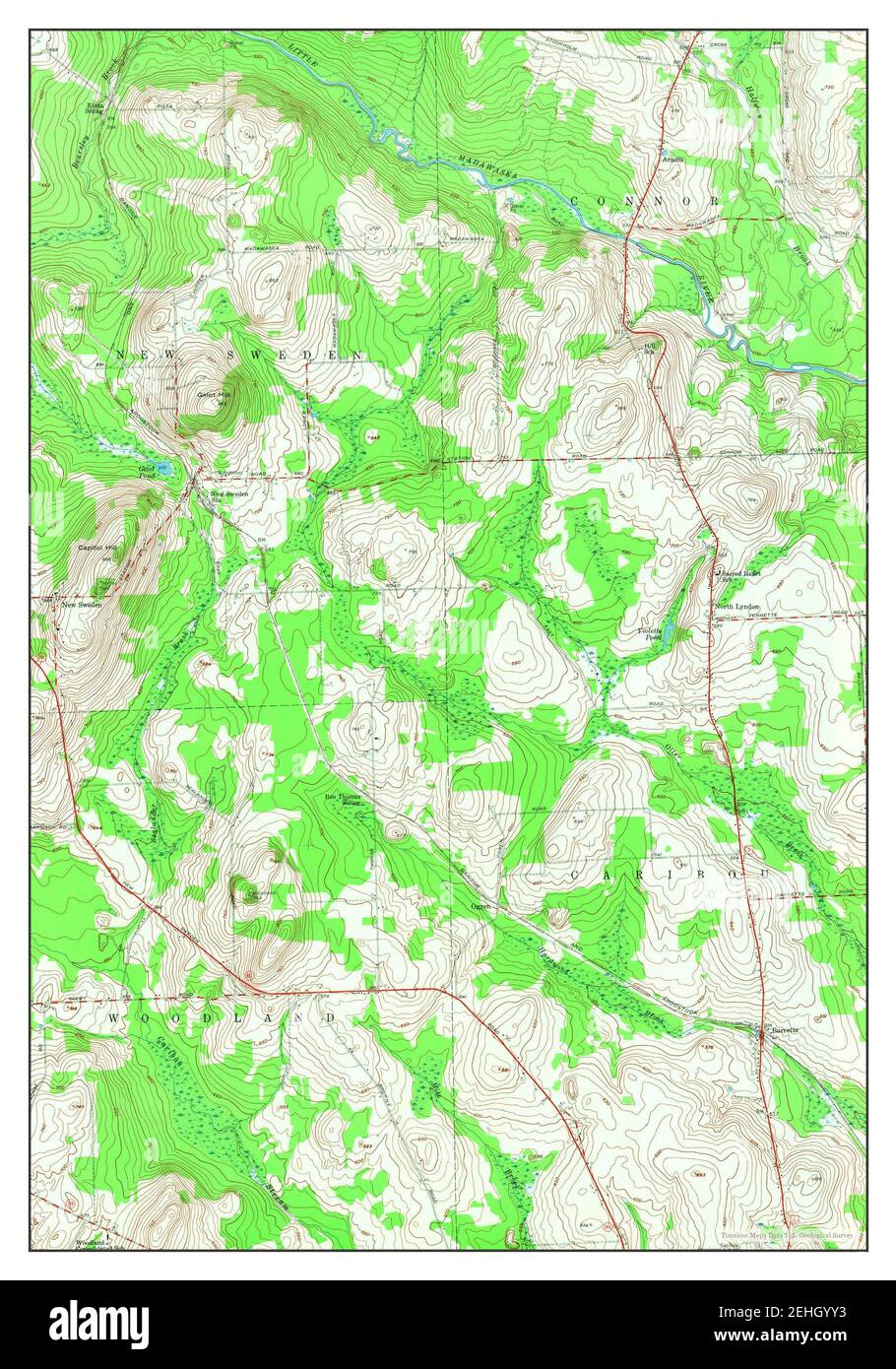 New Sweden, Maine, map 1953, 124000, United States of America by