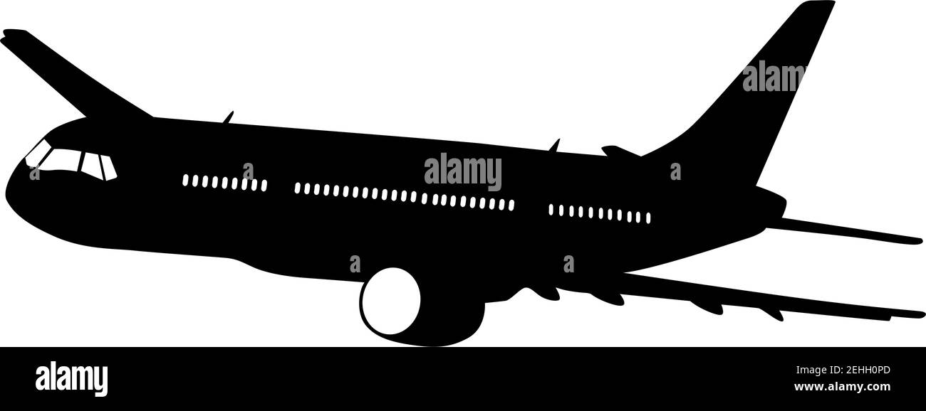 Silhouette passenger aircraft on a white background Stock Vector Image ...