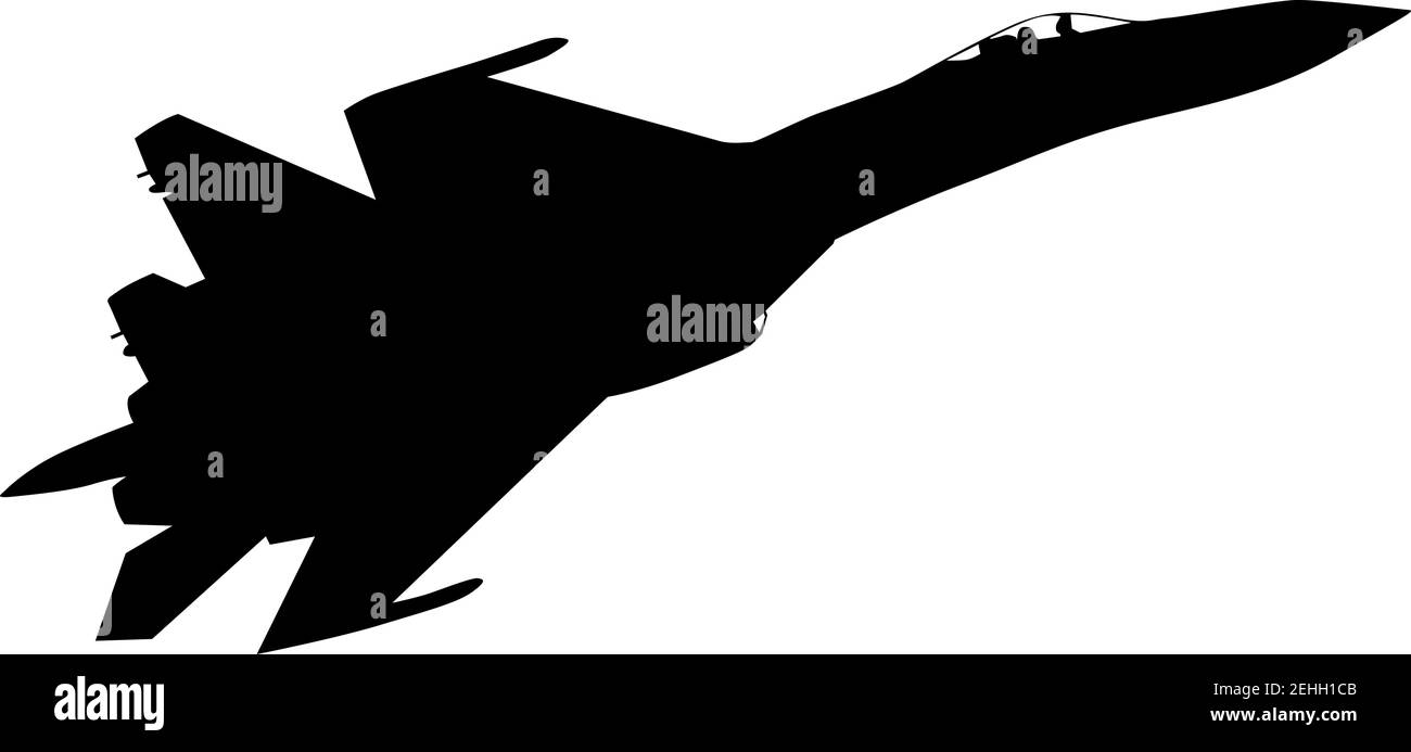 Silhouette military combat airplane on a white background Stock Vector ...