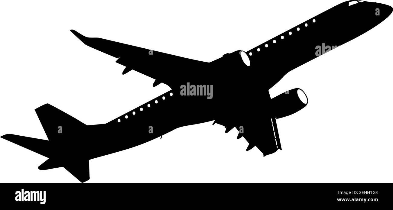 Silhouette passenger aircraft on a white background Stock Vector Image ...