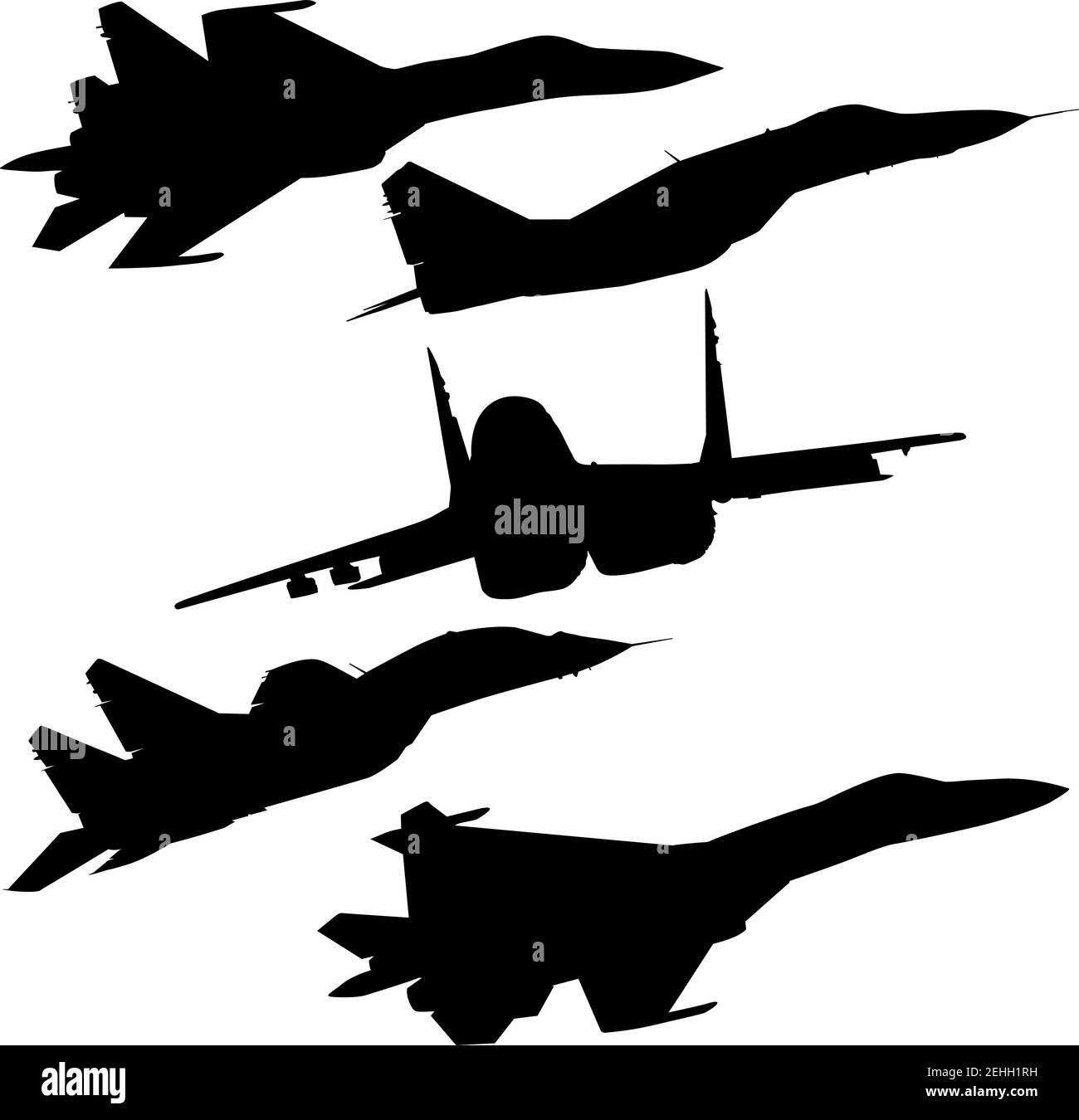Set silhouette military combat airplane on a white background Stock ...