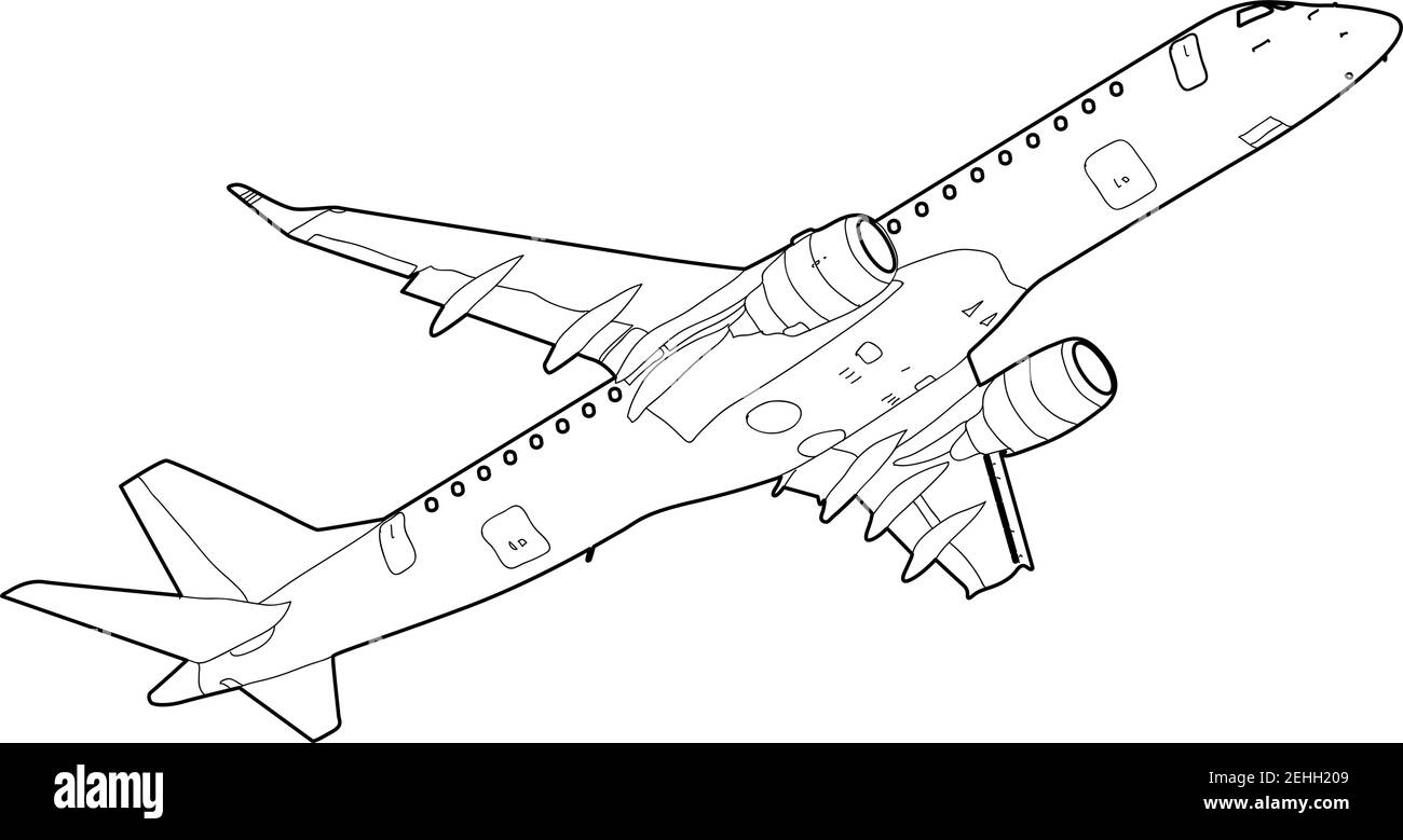 Silhouette passenger aircraft on a white background Stock Vector Image ...