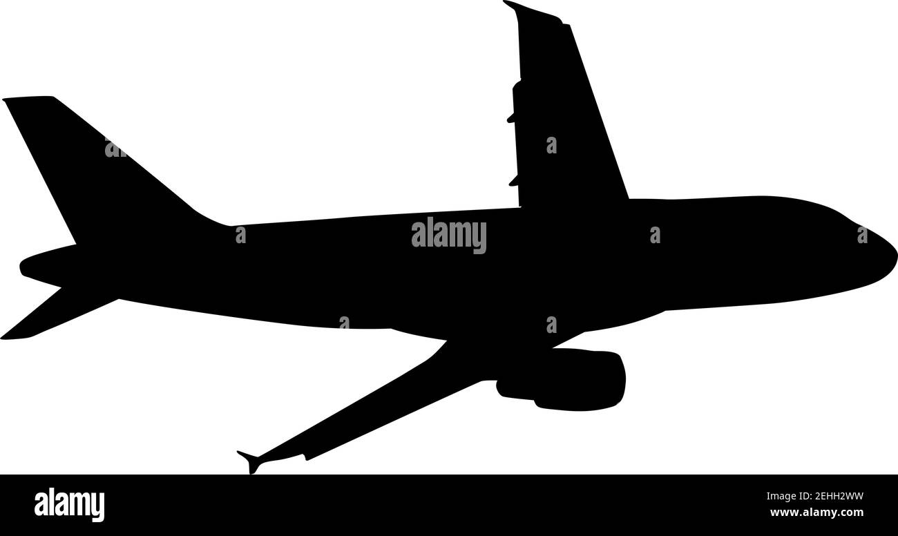 Silhouette passenger aircraft on a white background Stock Vector Image ...