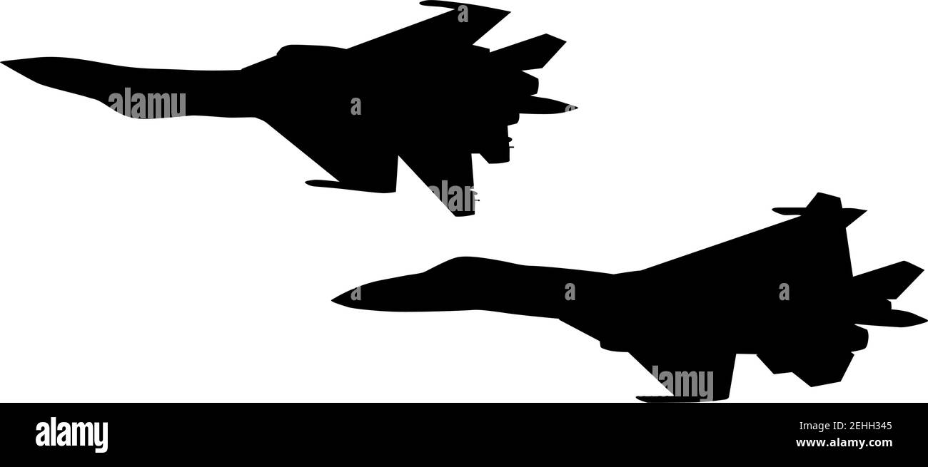 Set silhouette military combat airplane on a white background Stock ...