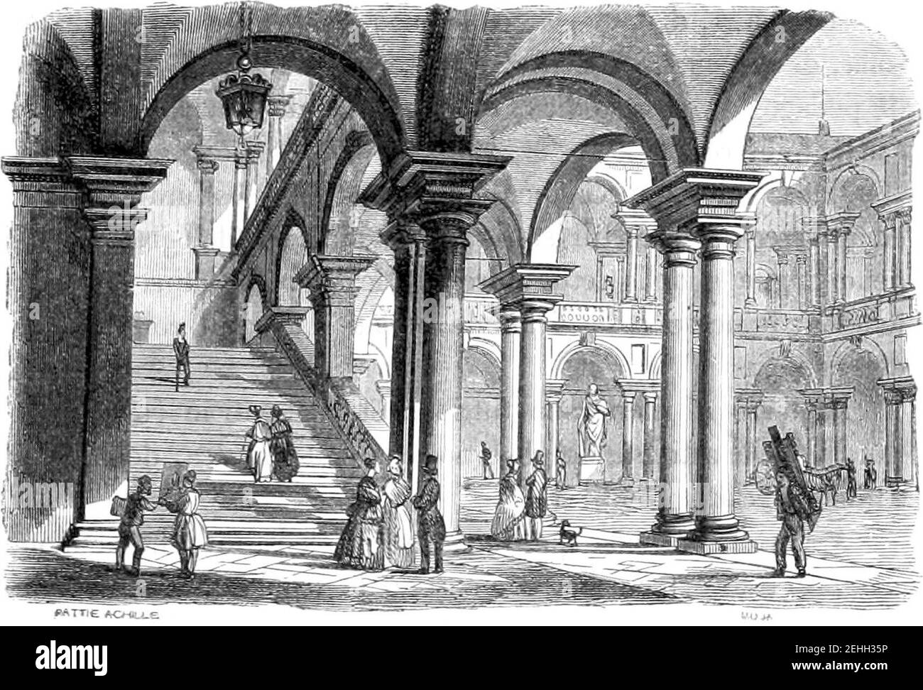 Palazzo di Brera - Cortile - 1844. Stock Photo